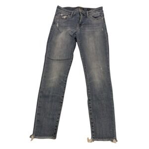 Lucky Brand Ava Skinny Jeans Womens Blue Distressed Raw Hem Size 4 27